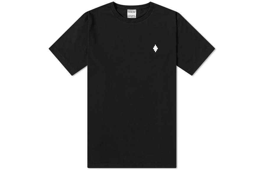 Marcelo Burlon T Shirts Men's Black Crew Neck Moderate Straight Fit