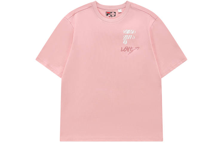 FILA FUSION Drop Shoulder Sleeve T Shirt Unisex Youth Pink