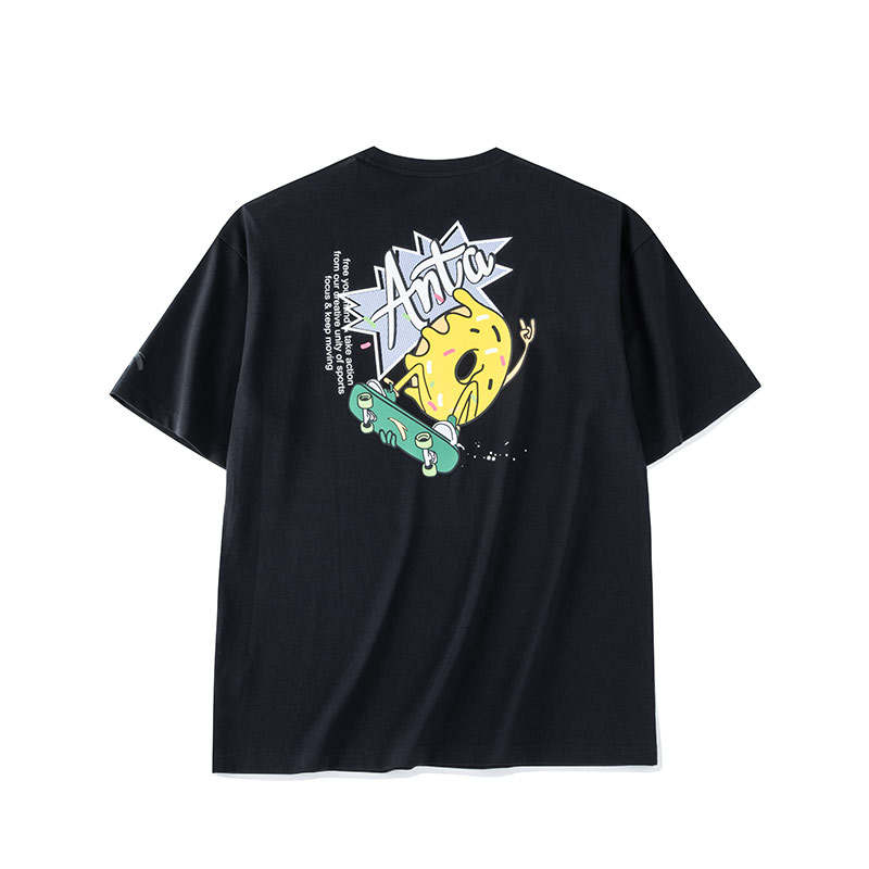 ANTA T Shirts Men's Black Crew Neck Moderate Other