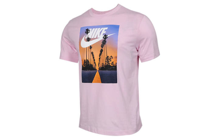 Nike Nike T Shirts Men's Pink Crew Neck Moderate Straight Fit