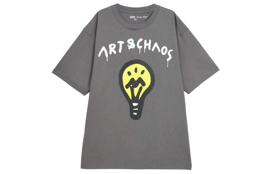 UNIQLO T Shirts Unisex Asphalt Gray Crew Neck Moderate