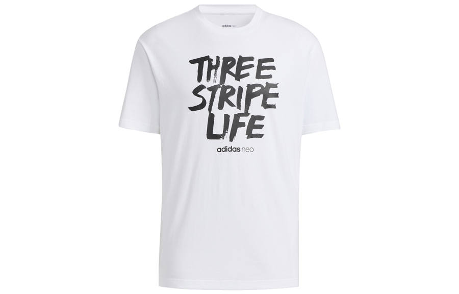 Adidas Neo T Shirts Men's White Crew Neck Moderate Straight Fit