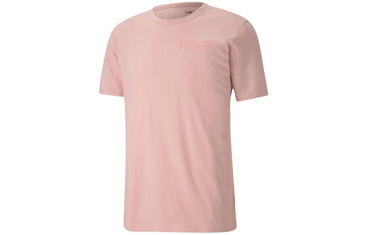 PUMA T Shirts Men's Pink Crew Neck Moderate Straight Fit