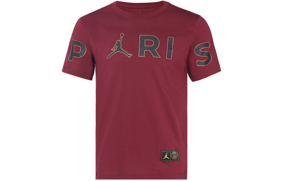 Jordan Jordan T Shirts Men's Bordeaux Burgundy Crew Neck Moderate Straight Fit