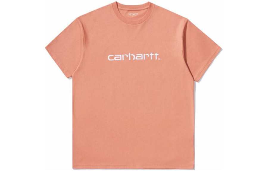 Carhartt WIP T Shirts Men's Pink Crew Neck Moderate Straight Fit