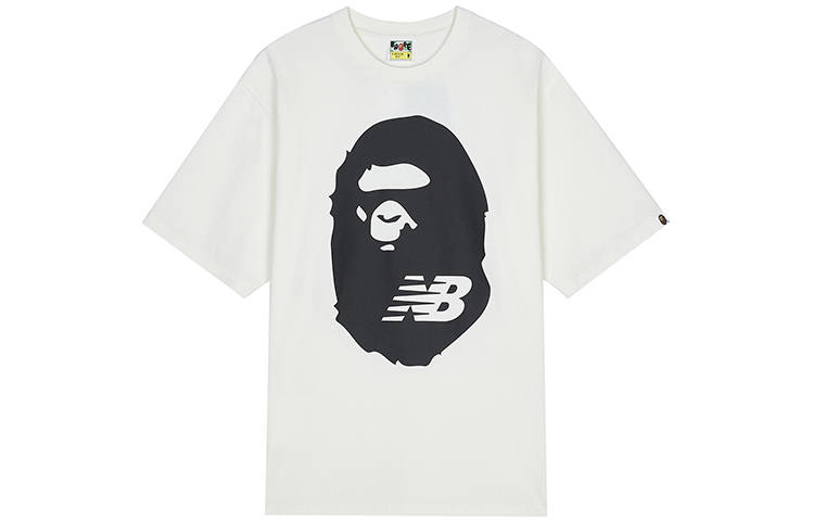 New Balance New Balance X BAPE Men's Collaboration Retro Logo Print Crewneck T-Shirt White