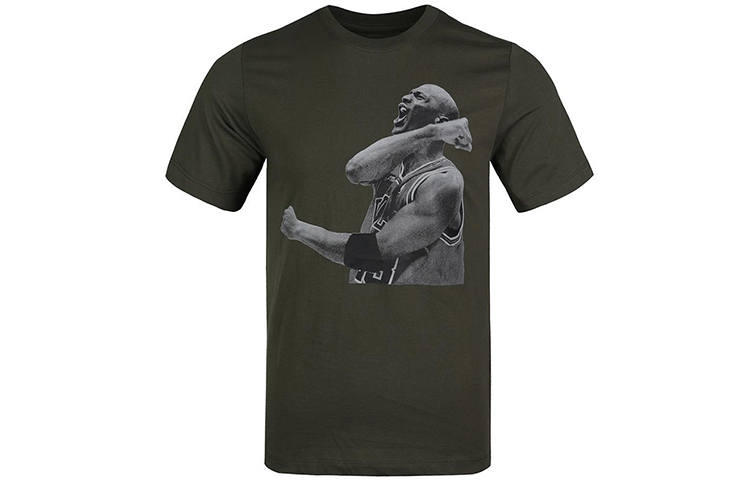 Jordan Jordan T Shirts Men's Green Crew Neck Moderate Straight Fit