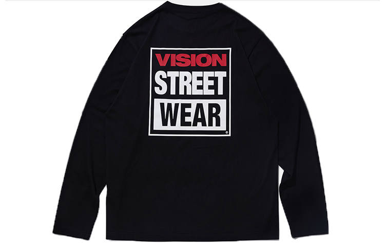 Vision Street Wear T Shirts Unisex Black Crew Neck Moderate