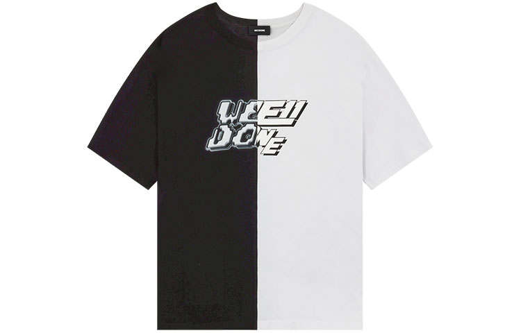 WE11DONE T Shirts Unisex Black/White Crew Neck Moderate Straight Fit
