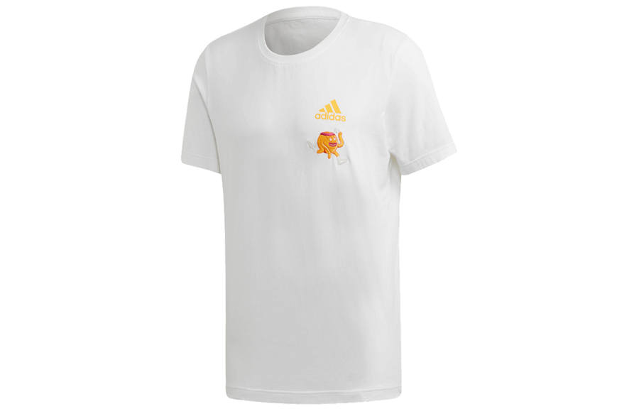 Adidas Adidas T Shirts Men's White Crew Neck Moderate Straight Fit