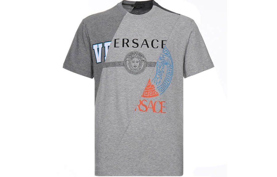VERSACE VERSACE T Shirt Men's Gray Multicolor