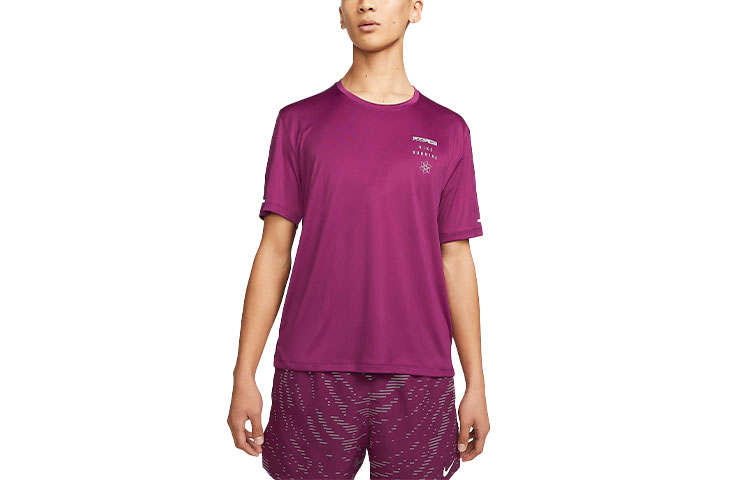 Nike Nike T Shirts Men's Purple Crew Neck Moderate Straight Fit