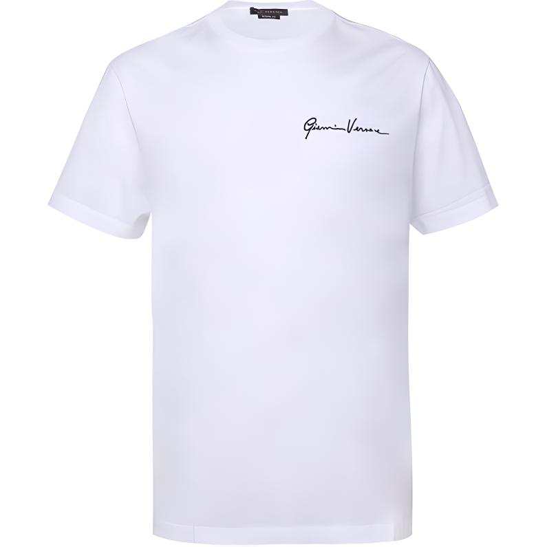 VERSACE T Shirts Men's White Crew Neck Moderate Straight Fit