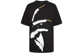 RAF SIMONS T Shirts Men's Black Crew Neck Moderate Straight Fit