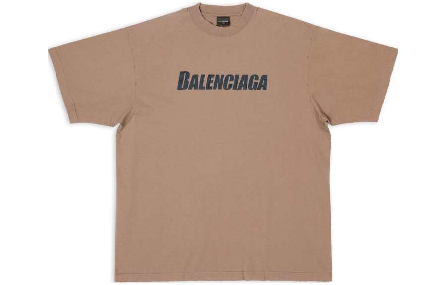 Balenciaga T Shirt Loose Fit Unisex Light Brown