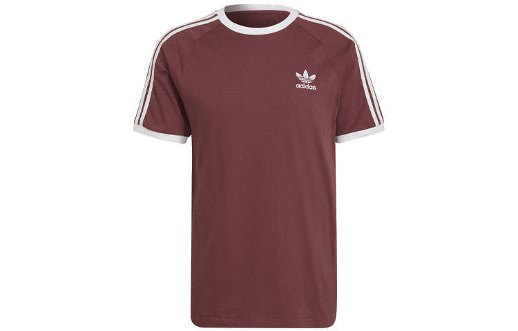 Adidas Adidas T Shirts Men's Dark Red Crew Neck Moderate Straight Fit