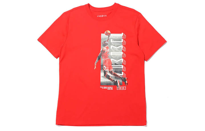 Jordan Jordan T Shirts Men's Red Crew Neck Moderate Straight Fit