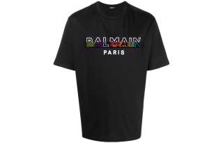 Balmain Logo Textured Crewneck T-Shirt