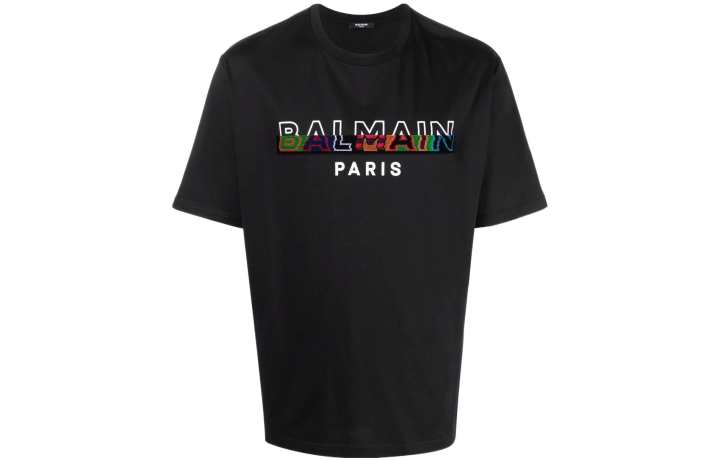 BALMAIN Balmain Logo Textured Crewneck T-Shirt