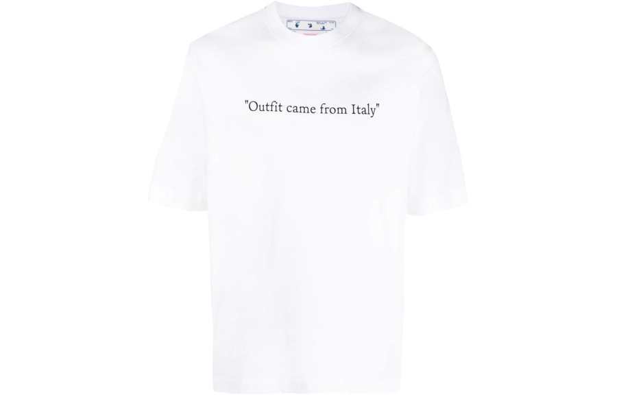 OFF-WHITE OFF WHITE SS22 T Shirts Men's White Crew Neck Moderate Straight Fit