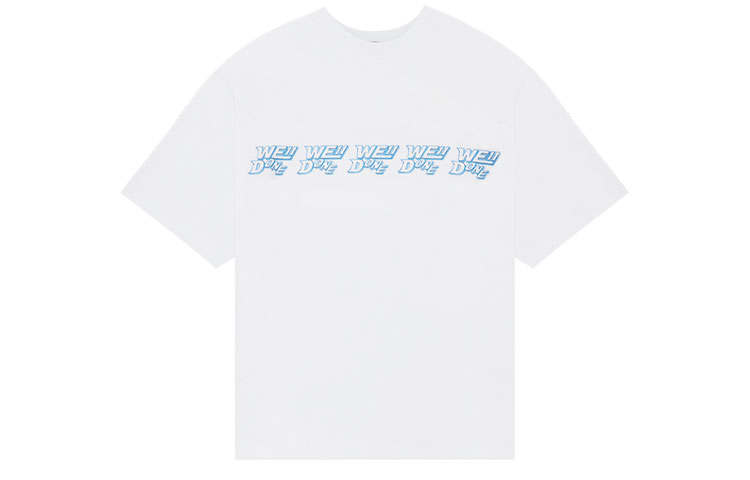 WE11DONE T Shirts Unisex White Crew Neck Moderate Straight Fit