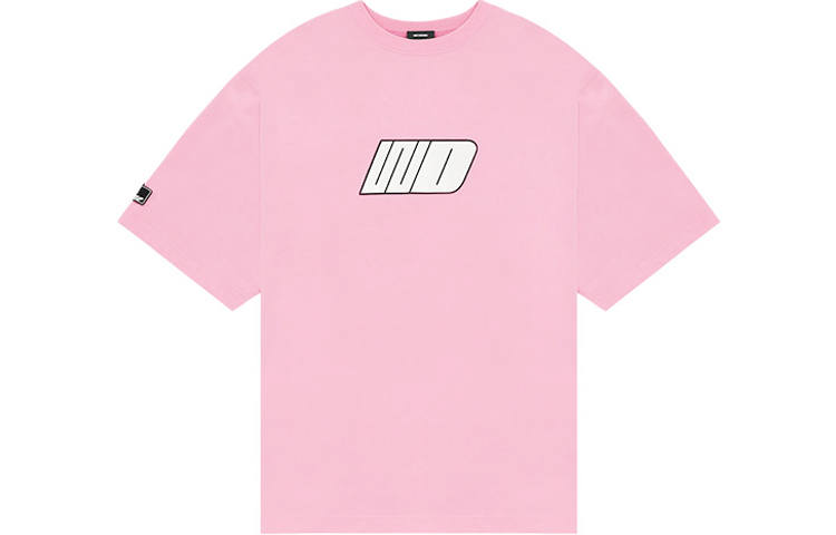WE11DONE T Shirts Unisex Light Pink Crew Neck Moderate Straight Fit