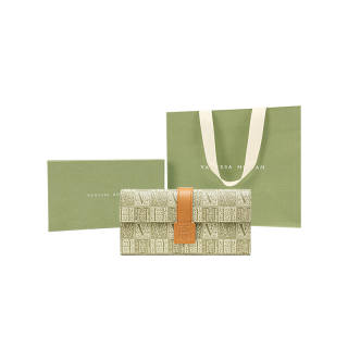 VANESSA HOGAN Cow Leather Wallet Unisex Green/Dark Brown