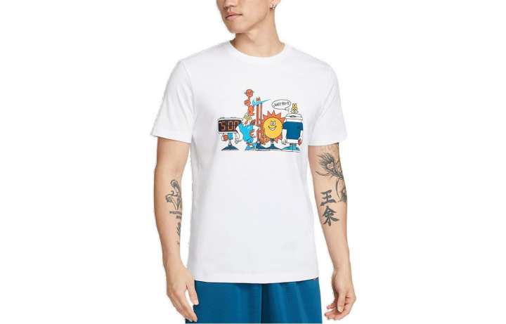 Nike Nike T Shirts Men's White Crew Neck Moderate Straight Fit