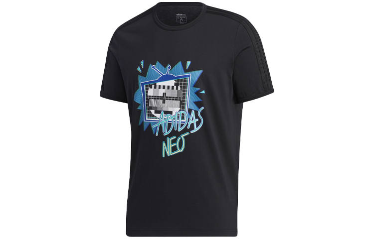 Adidas Neo T Shirts Men's Black Crew Neck Moderate Straight Fit