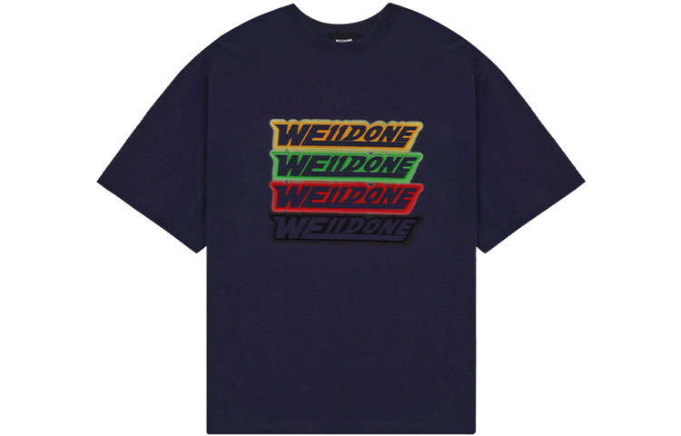 WE11DONE T Shirts Unisex Blue Crew Neck Moderate Straight Fit
