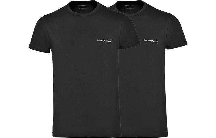 EMPORIO ARMANI T Shirts Men's 2 Pack Black Crew Neck Moderate Straight Fit