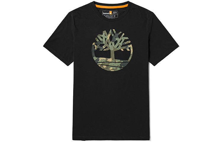 Timberland T Shirts Men's Black Crew Neck Moderate Straight Fit