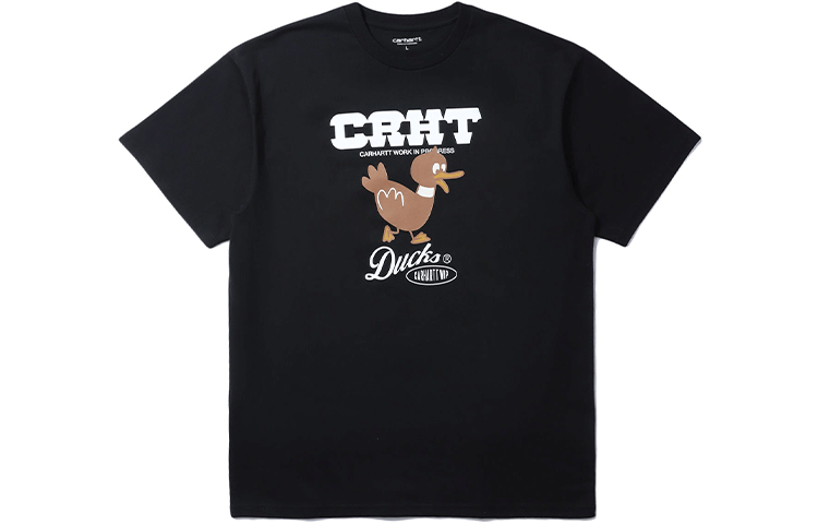 Carhartt WIP T Shirts Men's Black Crew Neck Moderate Straight Fit