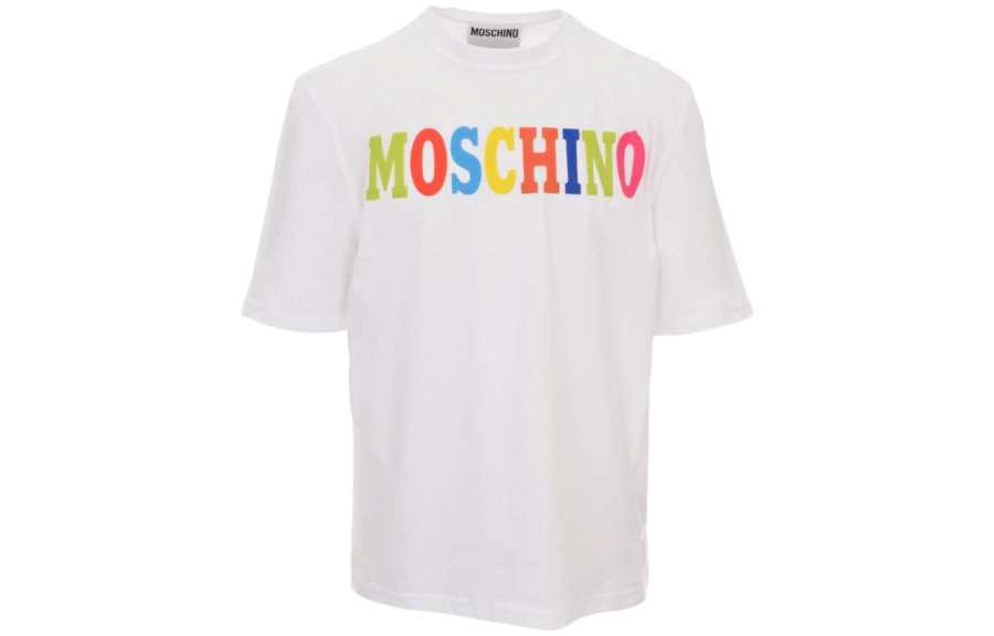 MOSCHINO T Shirts Men's White Crew Neck Straight Fit