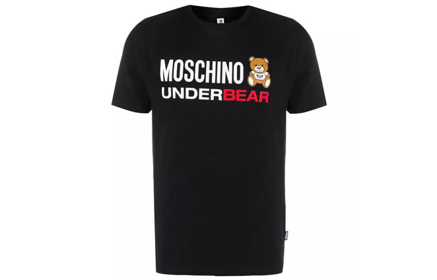 MOSCHINO T Shirts Men's Black Crew Neck Moderate Straight Fit