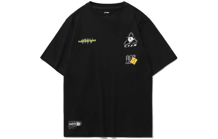 Li-Ning Li Ning CF T Shirts Unisex Crew Neck Moderate Straight Fit