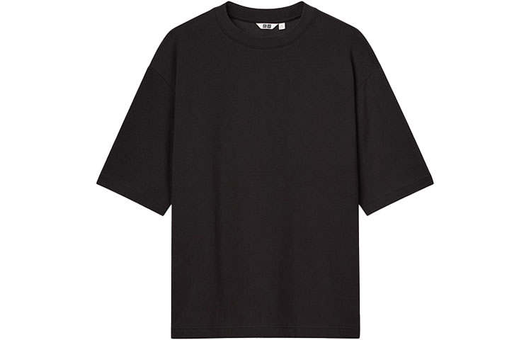 UNIQLO T Shirts Unisex Black Crew Neck Moderate Straight Fit