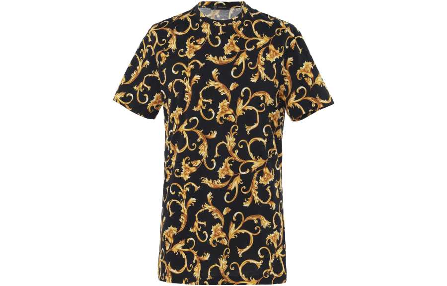 VERSACE T Shirts Men's Black Crew Neck Moderate Straight Fit