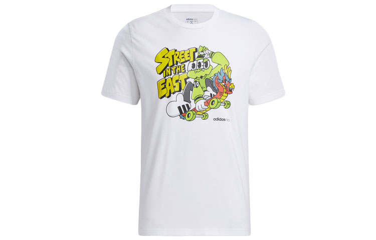 Adidas Neo T Shirts Men's White Crew Neck Moderate Straight Fit