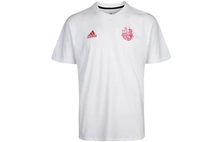 Adidas Adidas T Shirts Men's White Crew Neck Moderate Straight Fit