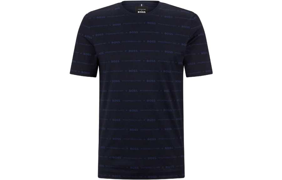 HUGO BOSS T Shirts Men's Blue Crew Neck Moderate Straight Fit