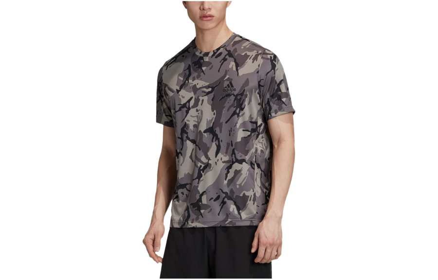 Adidas Adidas T Shirts Men's Dove Gray Crew Neck Moderate Straight Fit