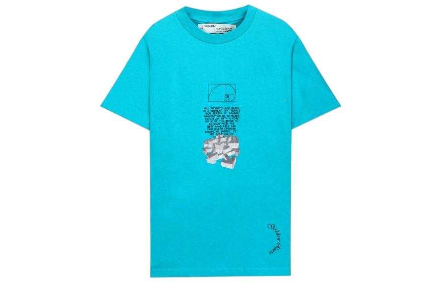 OFF-WHITE OFF WHITE Ss20 T Shirts Men's Blue Crew Neck Moderate Straight Fit