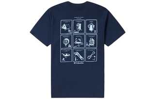 Columbia T Shirts Men's Blue Crew Neck Moderate Straight Fit