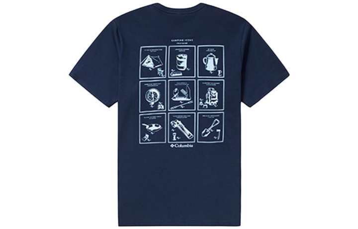Columbia Columbia T Shirts Men's Blue Crew Neck Moderate Straight Fit