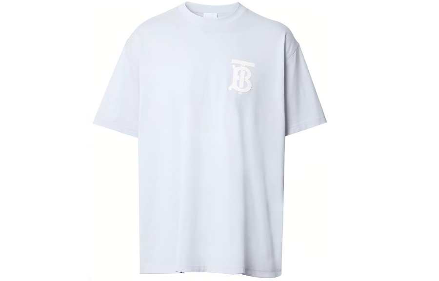 Burberry T Shirts Men's Blue Crew Neck Moderate Straight Fit