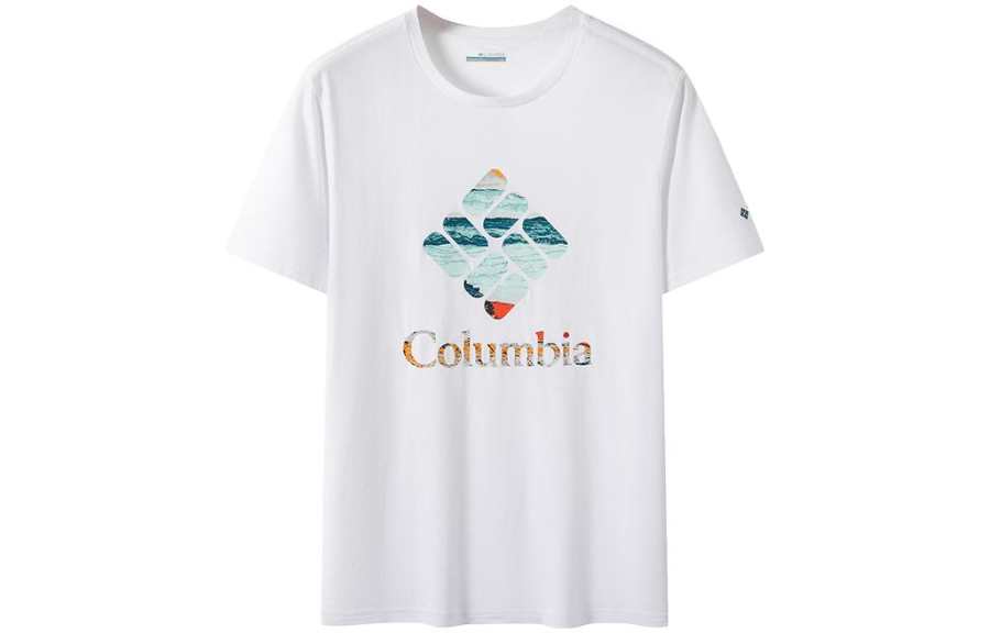 Columbia T Shirts Men's White Crew Neck Moderate Straight Fit