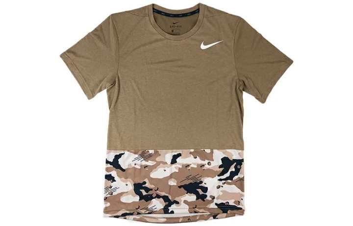 Nike Nike T Shirts Men's Brown Crew Neck Moderate Straight Fit
