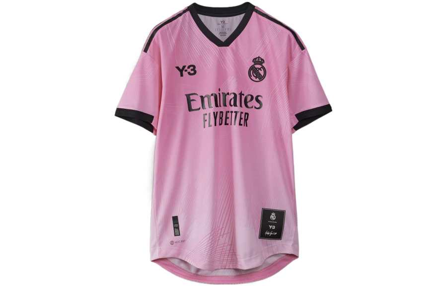 Y-3 Y 3 Real Madrid T Shirts Men's Pink V Neck Moderate Straight Fit
