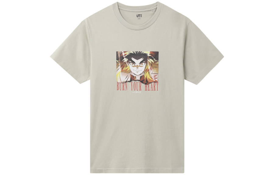 UNIQLO T Shirts Unisex Beige Crew Neck Moderate Straight Fit